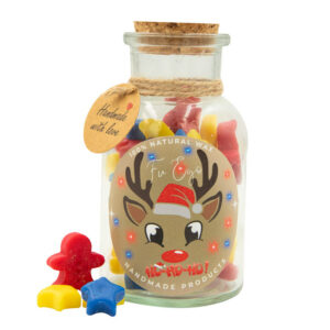 Xo.. Xo.. Xo.. - 14 μερίδες αρωματισμένου κεριού ελαιοκράμβης καρύδας, σε γυάλινο μπουκαλάκι με φελλό