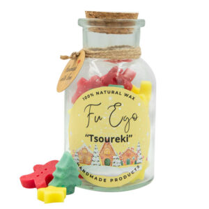 Tsoureki  Christmas - 14 μερίδες αρωματισμένου κεριού ελαιοκράμβης καρύδας, σε γυάλινο μπουκαλάκι με φελλό