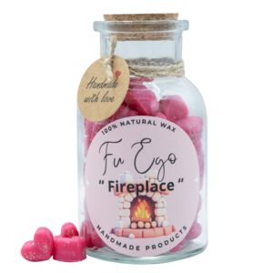 Fireplace - 16 μερίδες αρωματισμένου κεριού ελαιοκράμβης καρύδας, σε γυάλινο μπουκαλάκι με φελλό